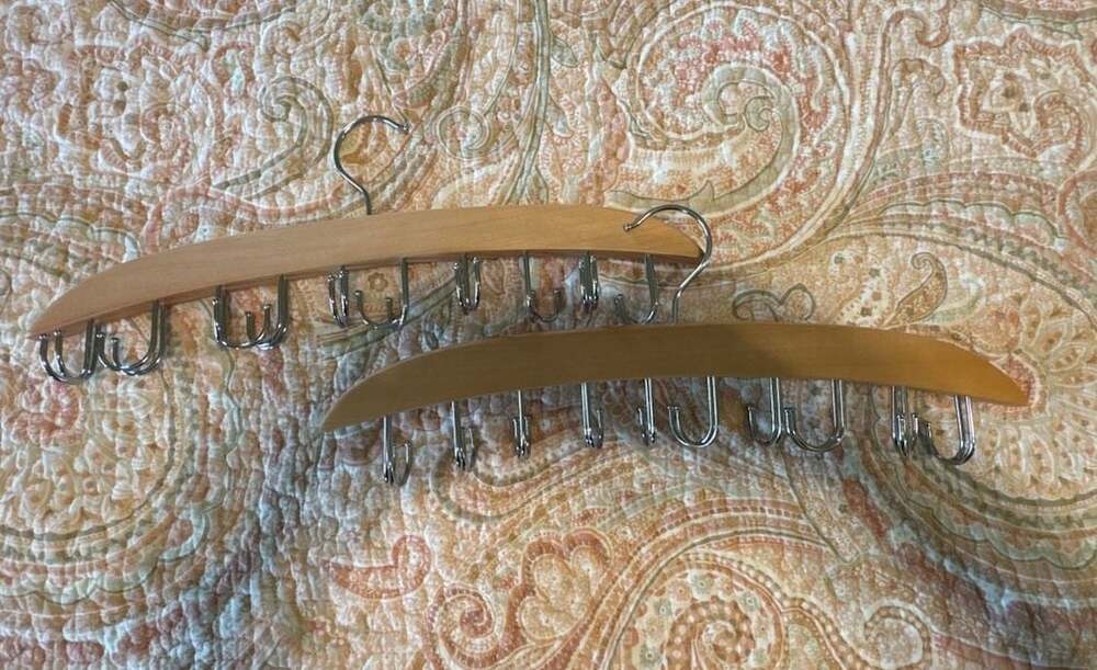 Set of 2 Wooden Belt and Accessory Hangers